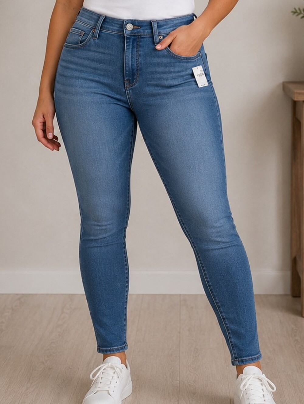 High-Rise Blue Skinny Jeans - Classic Stretch Denim